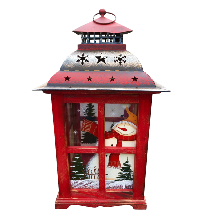 Candle Holder Lantern with Hand painted Christmas Snowman