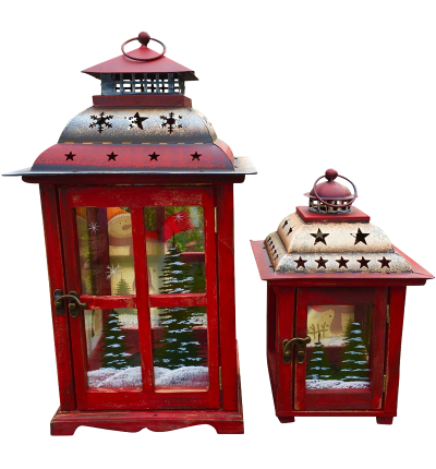 Candle Holder Lantern with Hand painted Christmas Snowman