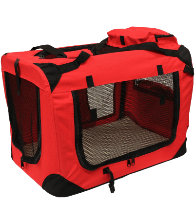 Pet Carrier Crate with Fleece Mat and Food Bag