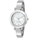 Nine West Women's NW-1631SVSB Silver-Tone Sunray Dial and Bangle Watch