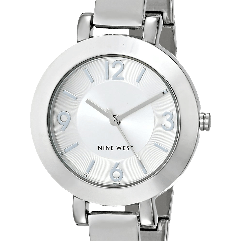 Nine West Women's NW-1631SVSB Silver-Tone Sunray Dial and Bangle Watch