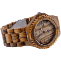 MEKU Handmade Wooden Wrist Watches Quartz with Solid Natural Zebrawood + Date Calendar