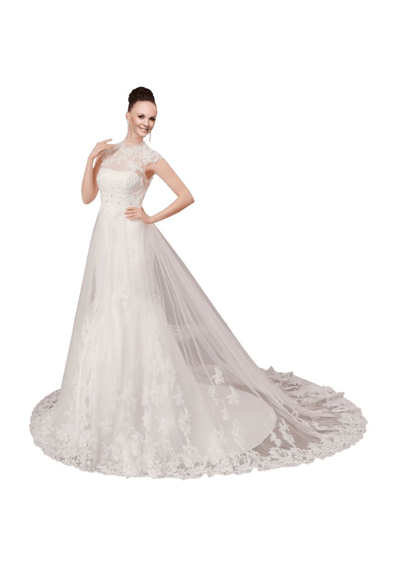 White Sleeveless Ball Gown In Lace Wedding Dress