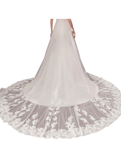 White Sleeveless Ball Gown In Lace Wedding Dress