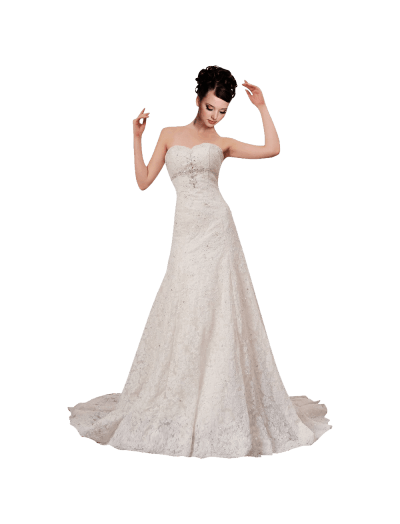 Strapless Ball Gown In Lace Beading Dress