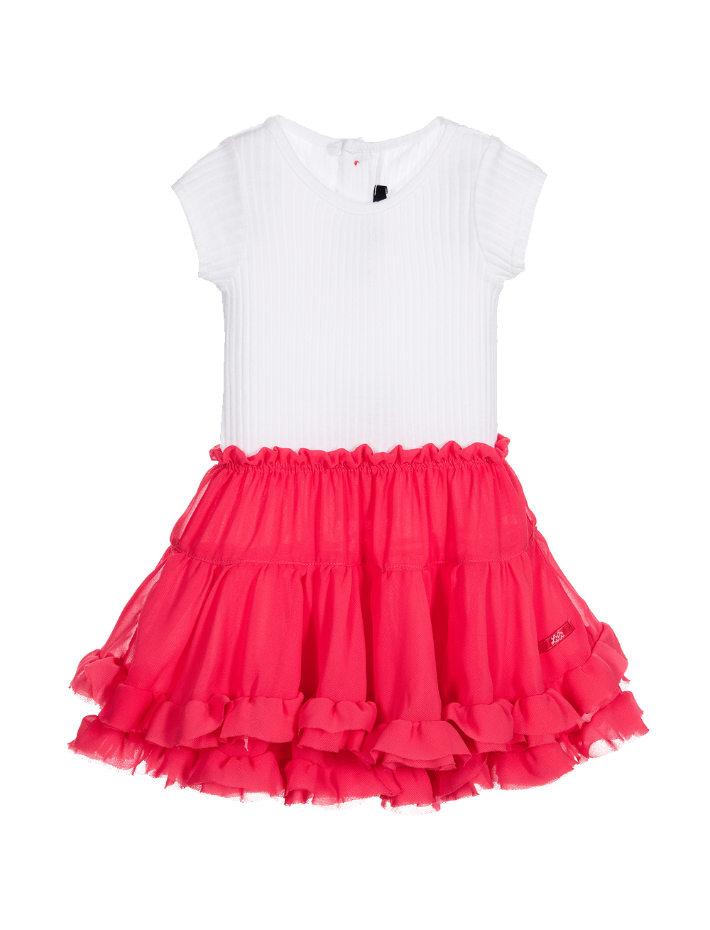 Lili Gaufrette Pale Pink & Grey Cotton & Chiffon Dress