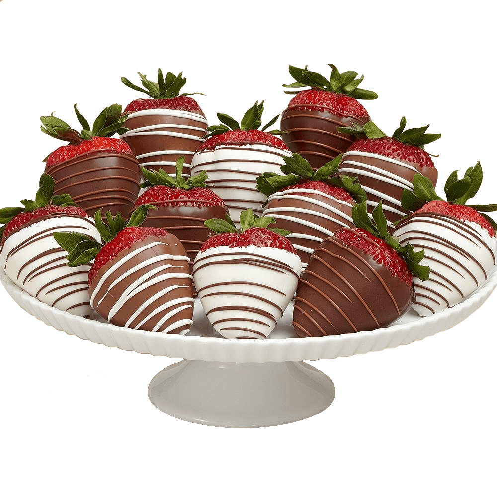 12 Gourmet Dipped Swizzled Strawberries