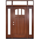 Craftsman 3 Lite Arch Stained Mahogany Wood Prehung Front Door