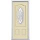 Oval Lite Painted Smooth Fiberglass Prehung Front Door with Brickmold 