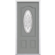 Oval Lite Painted Smooth Fiberglass Prehung Front Door with Brickmold 