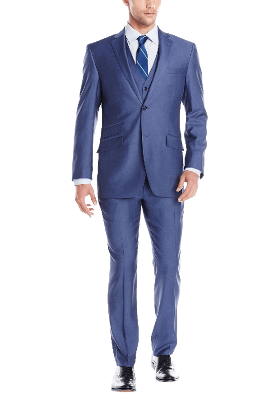 Two Button Vested Suit with Flat Front Pant