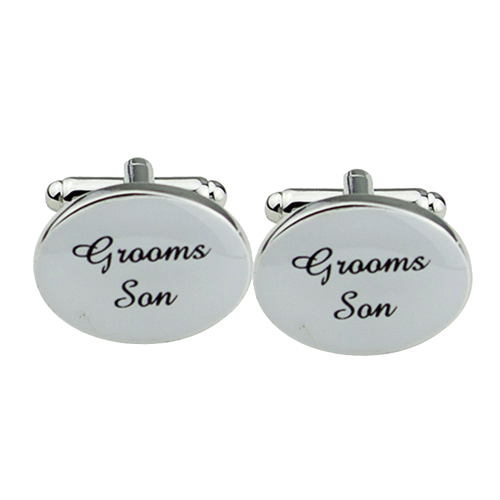 Silver Oval Wedding Cufflinks Groom