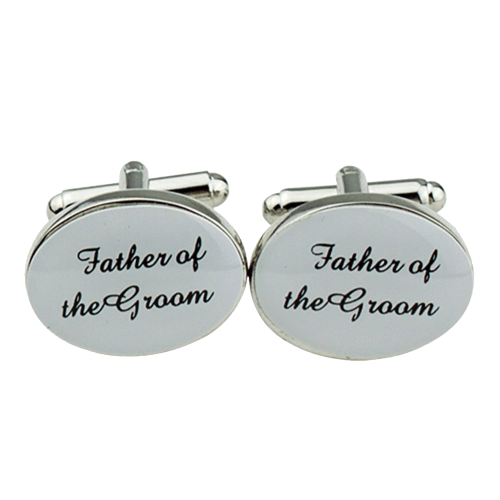 Silver Oval Wedding Cufflinks Groom