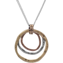 Necklace Triple Circles in Tri-Tone Copper - Brass and Silver