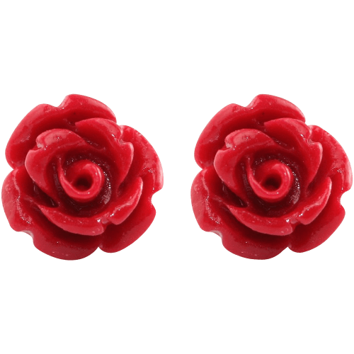 Handcrafted Resin Color Simulated Coral Rose Flower Earring
