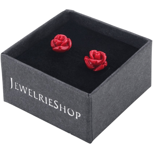 Handcrafted Resin Color Simulated Coral Rose Flower Earring