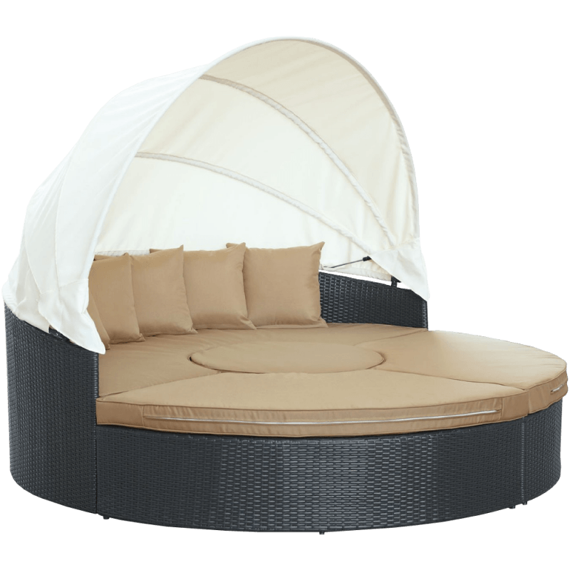 Outdoor Wicker Rattan Patio Daybed with Canopy