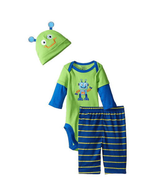 Gerber Baby Boys' Three-Piece Bodysuit Cap and Pant Set
