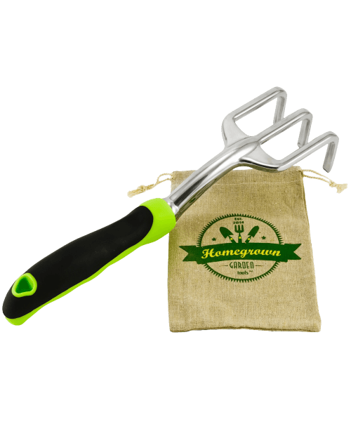 Cultivator Hand Rake with Ergonomic Handle from Homegrown Garden Tools Includes Burlap Tote Sack