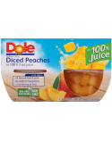 Dole Fruit Bowls Diced Peaches in 100% Fruit Juice 4 Ounce 4 Cups