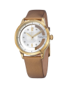 Winchester Swarovski Crystal-Accented 23k Gold-Layered Watch with Champagne Leather Band
