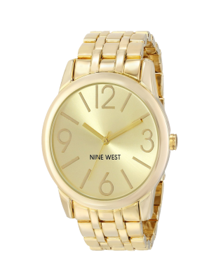Nine West Women&#039;s NW-1578CHGB Champagne Dial Gold-Tone Bracelet Watch