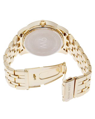 Nine West Women&#039;s NW-1578CHGB Champagne Dial Gold-Tone Bracelet Watch