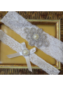 Pearl Vintage  Lace Wedding Garter Set