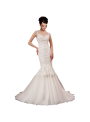 White Strap Ball Gown In Lace Wedding Dressress