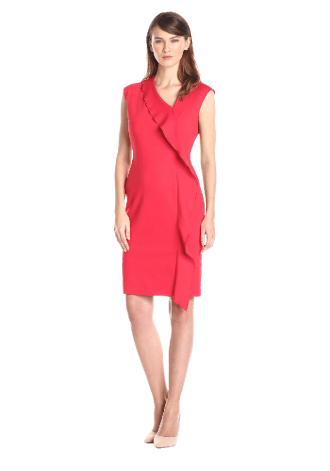 Anne Klein Women's Cap-Sleeve Asymmetric Ruffle Dress