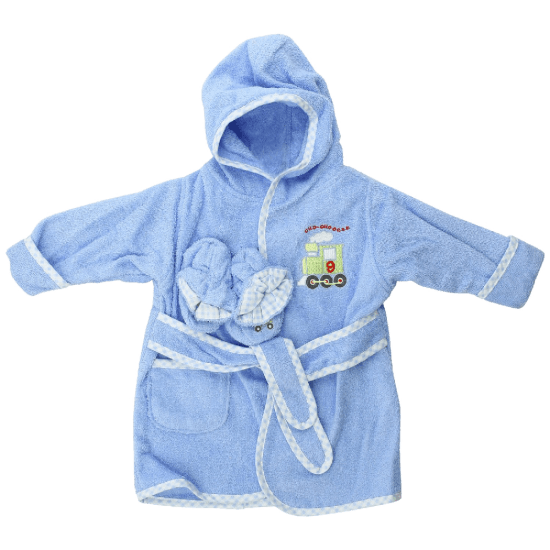 Spasilk-100%-Cotton-Hooded-Terry-Bathrobe-with-Booties,-Brown-Bear,-0-9-Months